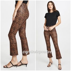 Rare 7 for All Mankind Leopard Print Waxed High Waist Slim Kick Bootleg Jeans 25